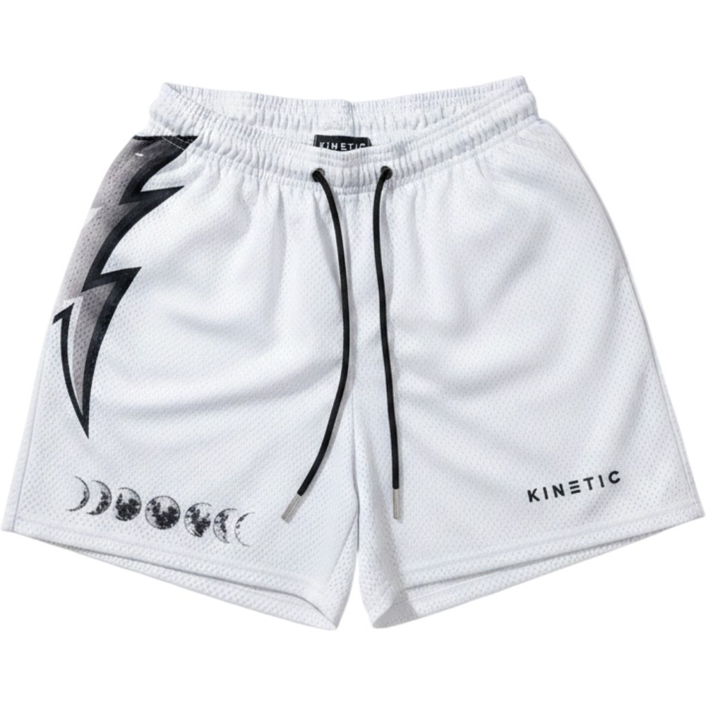 Kinetic Mesh Shorts Mens Medium White Lightning Bolt Moon Phase Made in USA